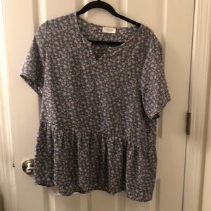 Large Floral Peplum Blouse